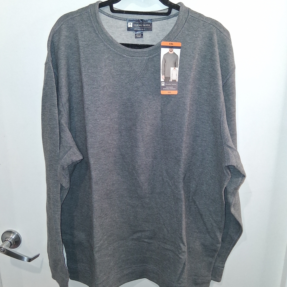 Island Sands, Grey, Long Sleeve Crewneck Sweatshirt